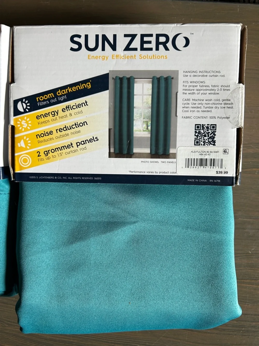 NWT 2 Pack Sun Zero Grommet Curtains in Teal